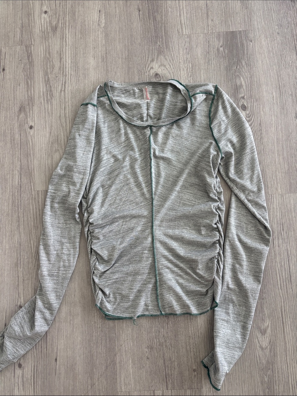 FP Movement by Free People Heather Gray Long Sleeve Ruched Side Top